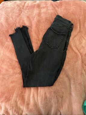 Abercrombie & Fitch Black Skinny Jeans with Frayed Hem